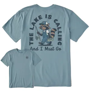 Men's The Lake is Calling Short Sleeve Crusher Tee Wrinkle Resistant Material Wrinkle Resistant Finish