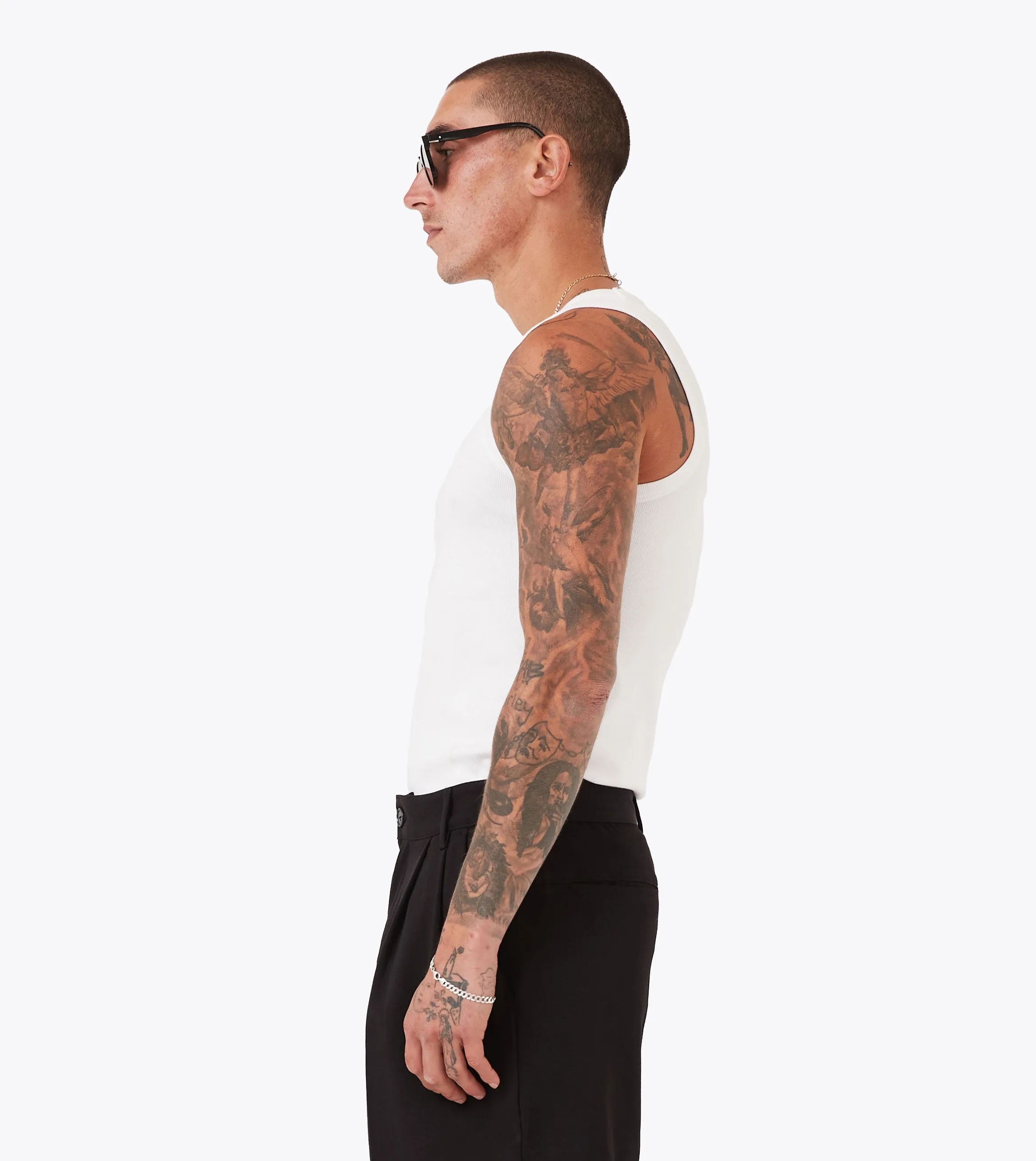 Breathable Look Rib Tank White