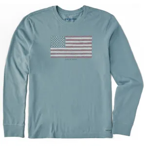 Men's Yankee Doodle Flag Long Sleeve Crusher Tee Movie Night Chilly Day Comfort