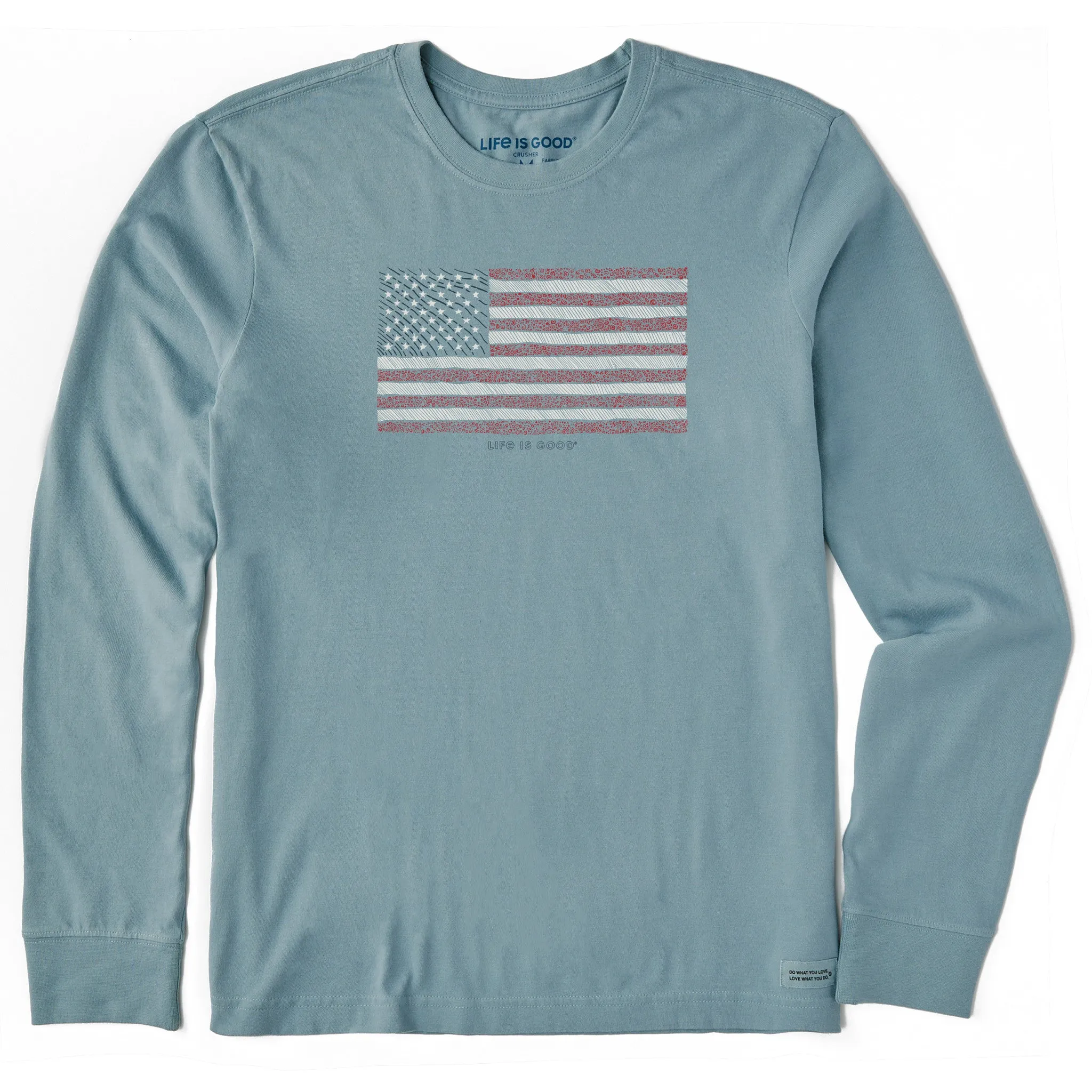 Streetwear Style Men's Yankee Doodle Flag Long Sleeve Crusher Tee