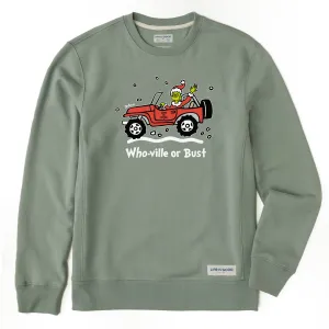 product polka dot playfulness Moisture wicking Men's Who-Ville or Bust SUV Grinch Simply True Fleece Crew