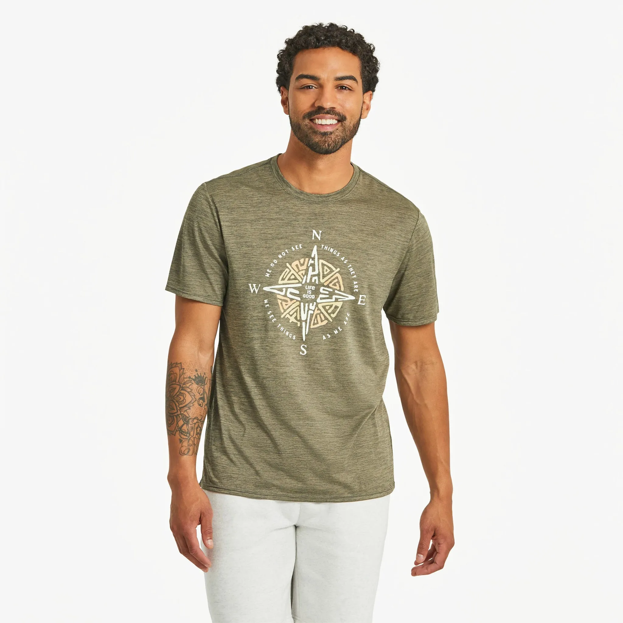 Thermoregulating Fabric Seasonal Layering Men's Tribal Compass Sun Crusher Tee