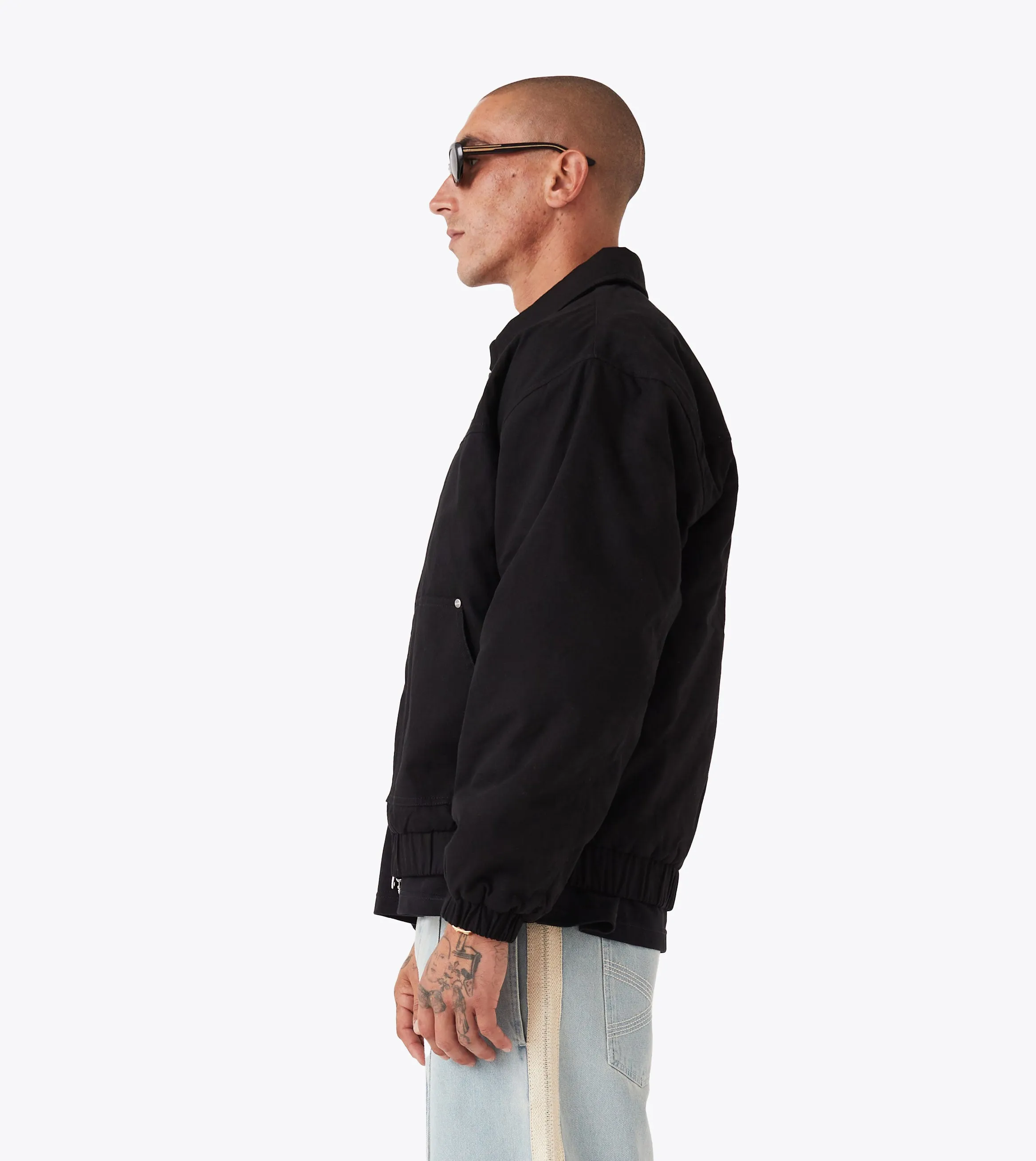 Non Restrictive Tailoring Canvas Work Jacket Washed Black