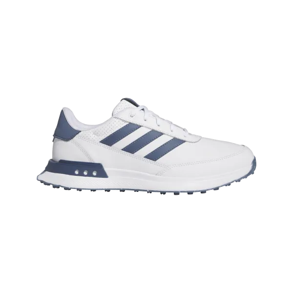 Adidas Men's S2G Spikeless Leather 24 Golf Shoes - White / Collegiate Navy / Silver Metallic Slip Resistant Design Garden Mood