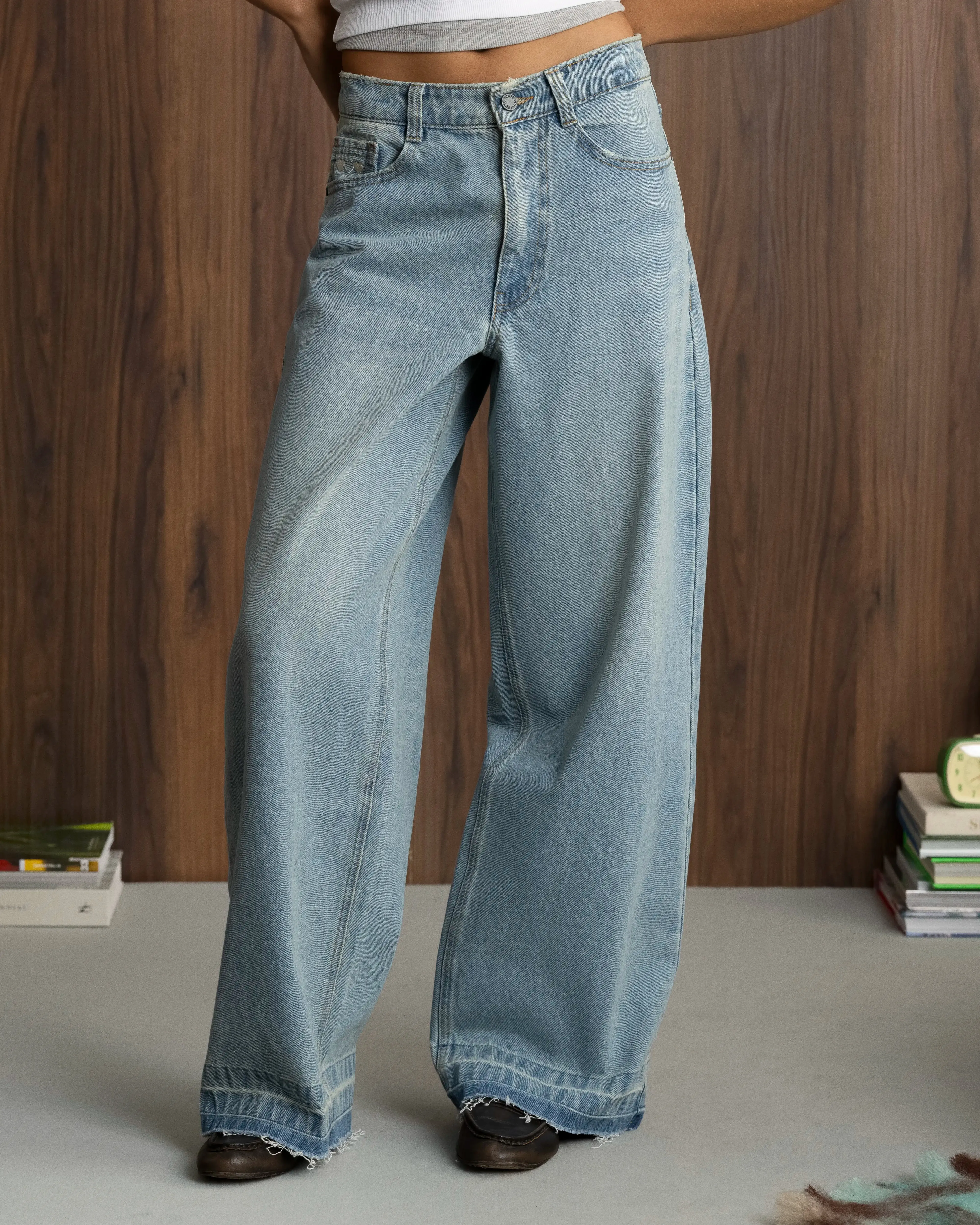 Old Baggy Jeans Light Wash Customizable Hem Options