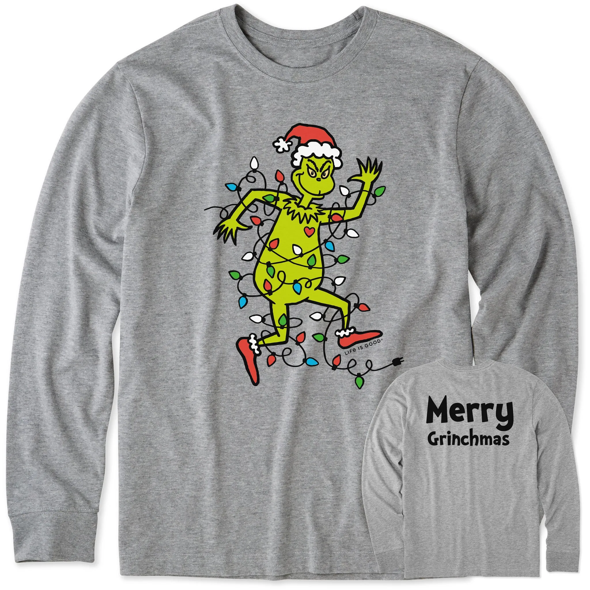 Men's Grinch Making Spirits Bright Long Sleeve Crusher Tee Simple Yet Cozy Versatile Layering