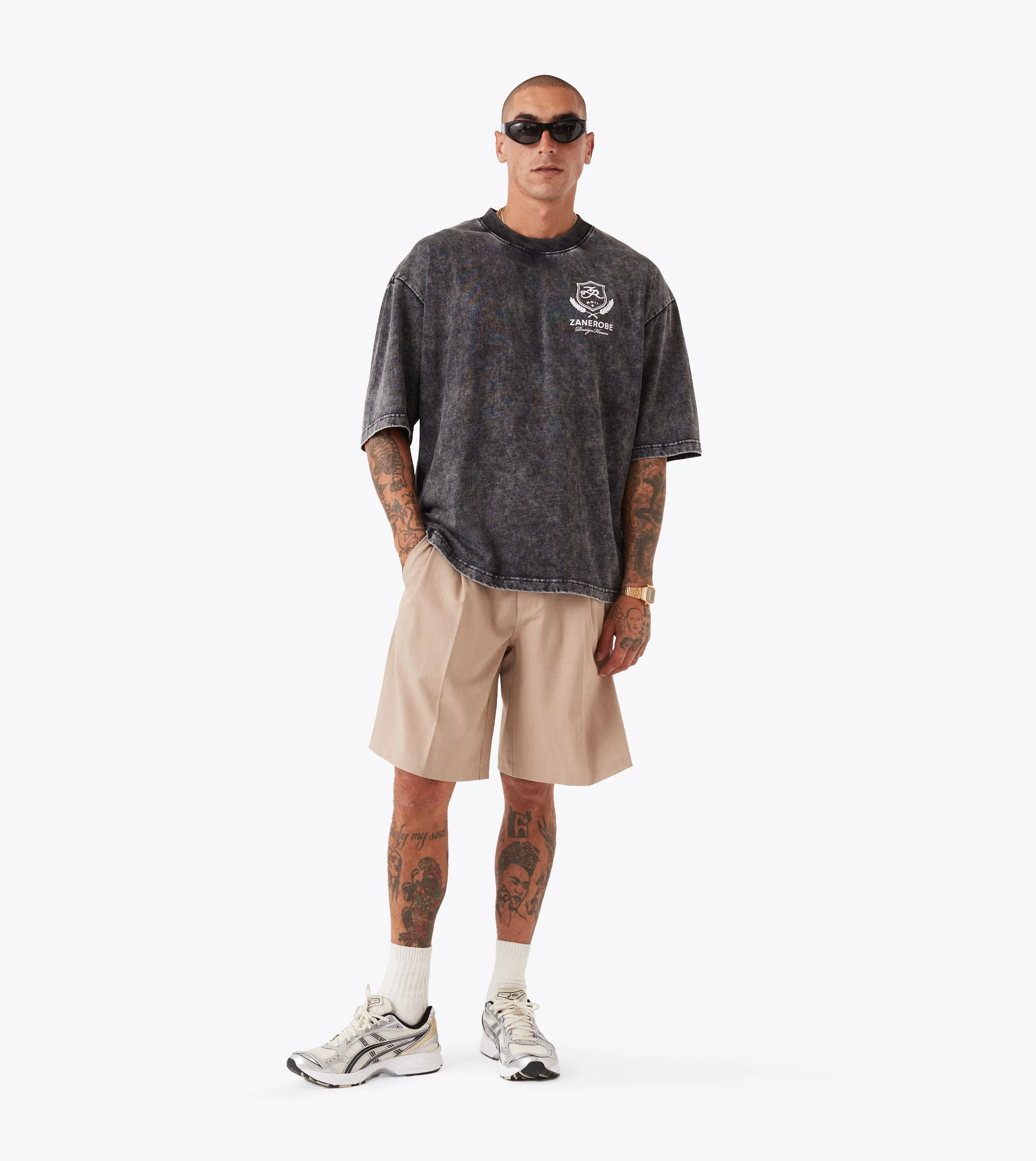 Crest Flow Tee GD Ash Grey Casual Vibe Wear Stretch Fit Design