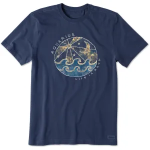 Oversized Fit Relax Trend Men's Trippy Aquarius Short Sleeve Crusher Tee