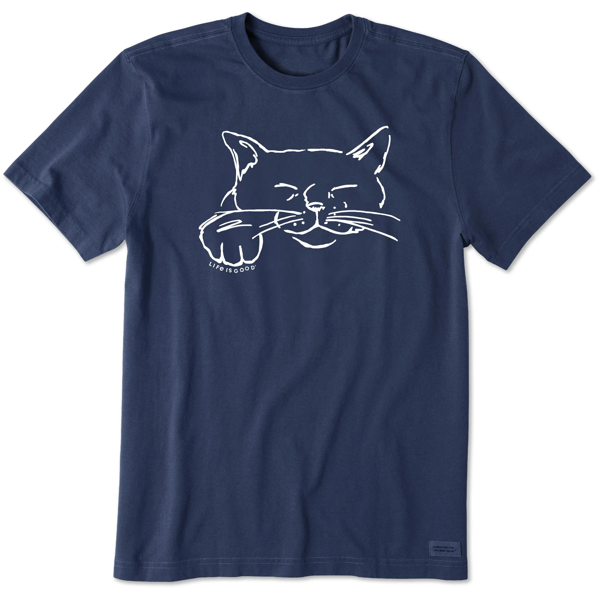 Cool Layering Men's Relaxed Cat Line Drawing Short Sleeve Crusher Tee