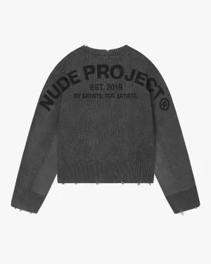 Mood Booster Perfect Cropped Knit Sweater Ash