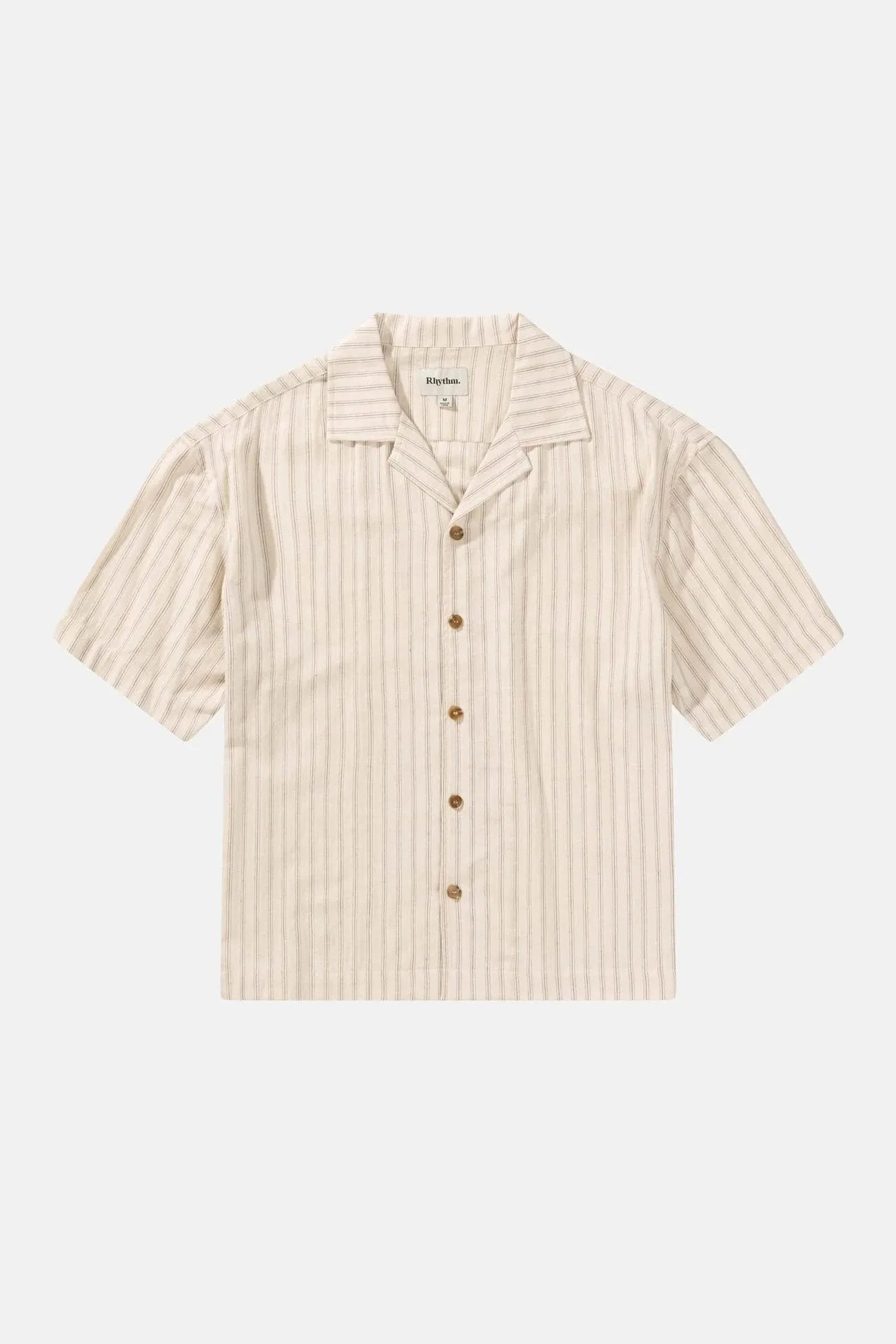 Geometric Pattern Relaxed Stripe Short Sleeve Shirt Natural