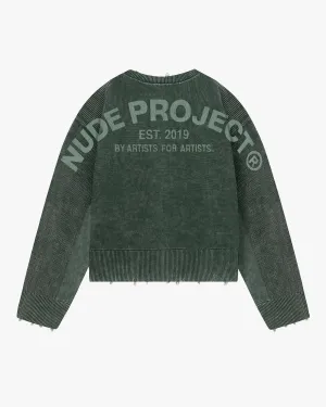 Perfect Cropped Knit Sweater Dark Green Seasonal Fit Multi purpose design