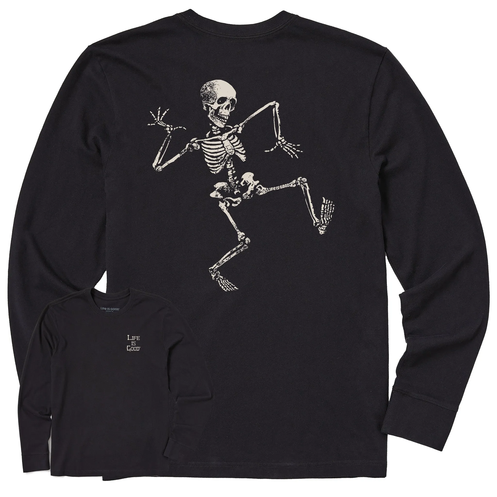 Stretchable Men's Skeleton Dance Long Sleeve Crusher Tee