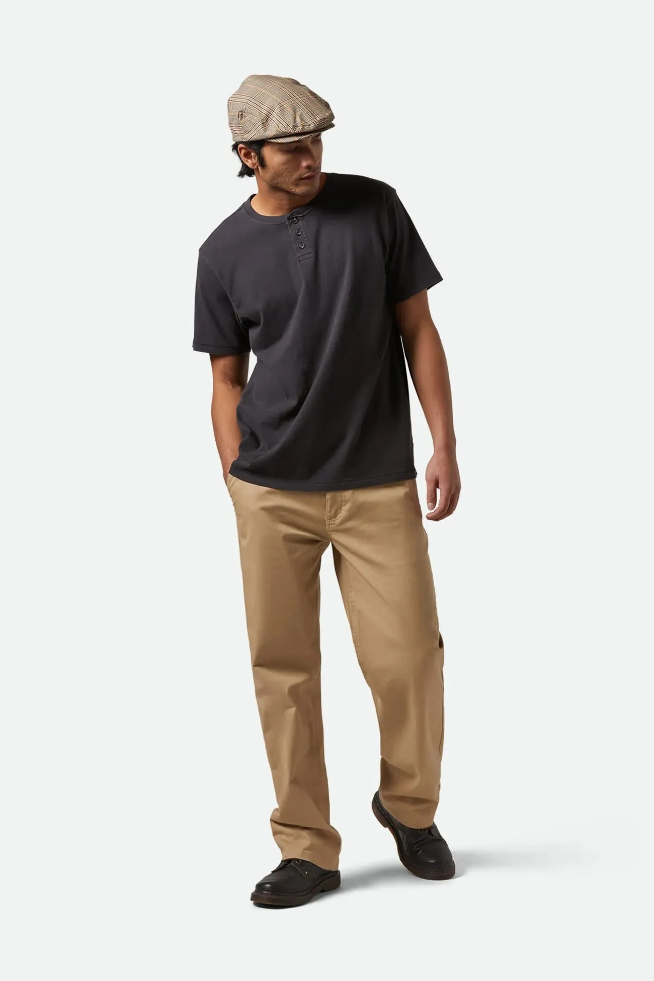 Streetwear Style Quick Dry Wear Vintage Reserve Short Sleeve Henley Black Sol Wash