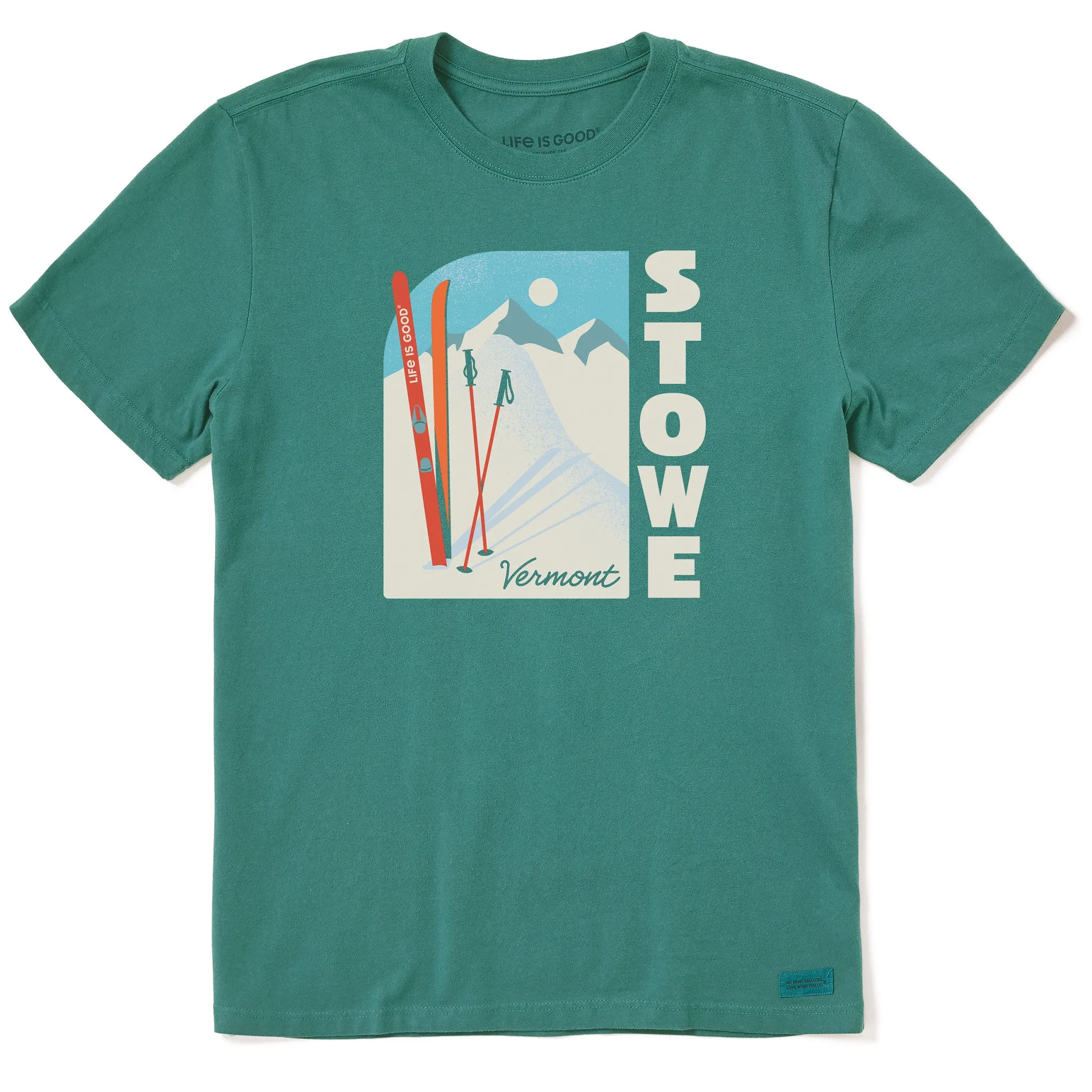 Stretch Fabric Technology Quick Access Men's Stowe Vermont Skis Short Sleeve Crusher Tee