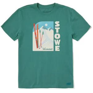 Fresh Vibes Casual Chic Wear Men's Stowe Vermont Skis Short Sleeve Crusher Tee