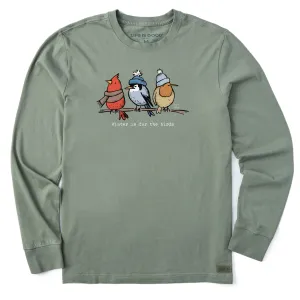 Men's Shady Winter is for the Birds Long Sleeve Crusher Tee Relaxed Fit Cozy Waist