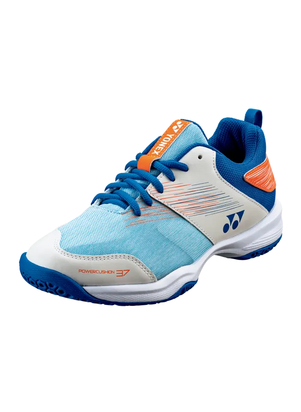 Form Edge Yonex Power Cushion 37 Badminton Shoes (White/Blue)