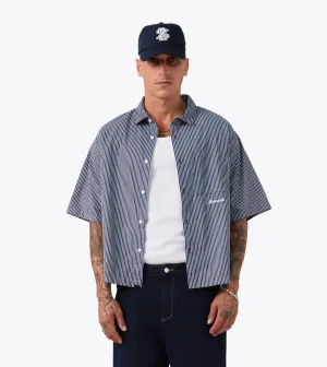 Box Crop Shirt Navy Stripe Zoom Proper DoubleStitchReinforcement