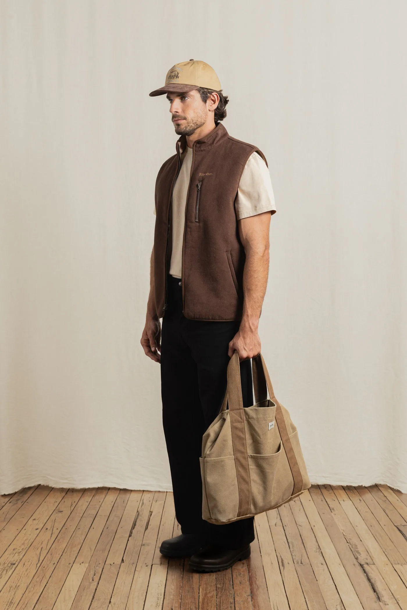 Eco Certified Textiles Full Length Zipper Closure Essential Canvas Vest Tobacco