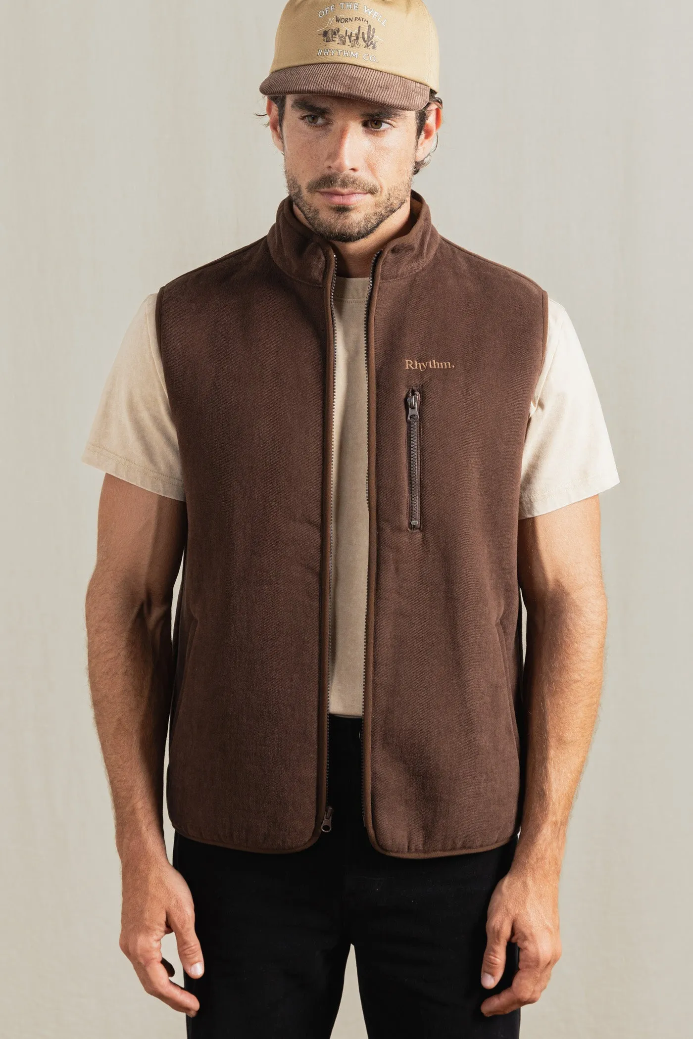 quick dry Glossy Finish Essential Canvas Vest Tobacco