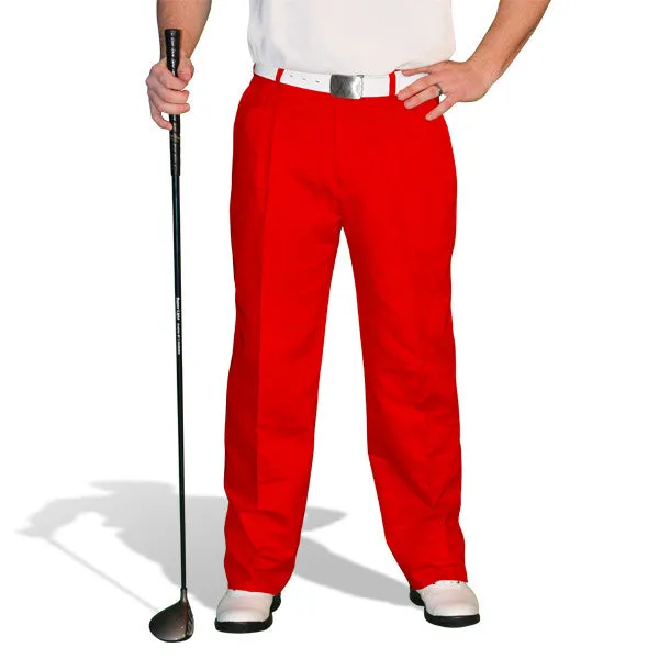 Golf Knickers: Mens 'Par 4' Cotton/Ramie Golf Trousers - Red All-Day Wear