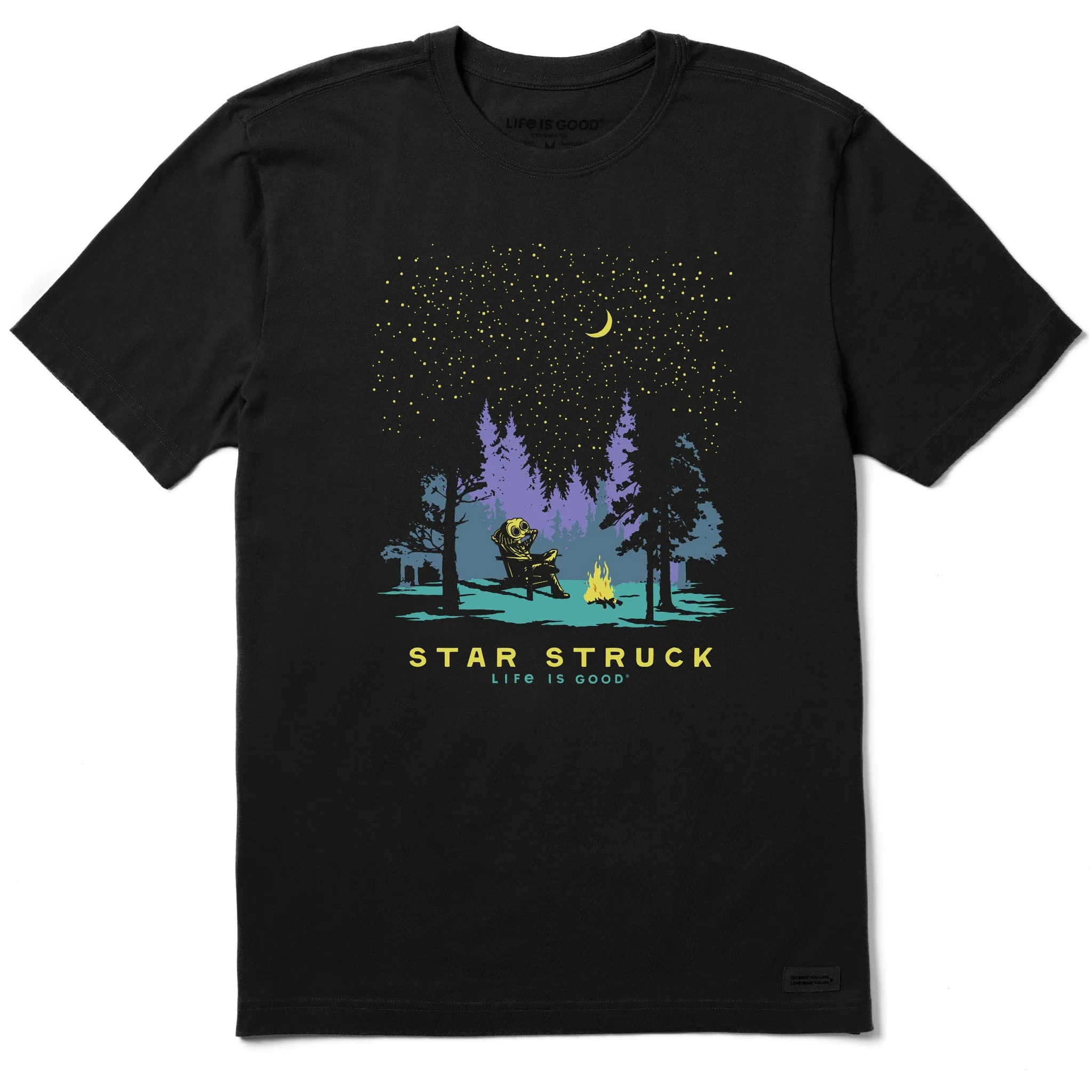 Men's Star Struck Alien Short Sleeve Crusher Tee Water Based Ink Relaxed Comfort Wear