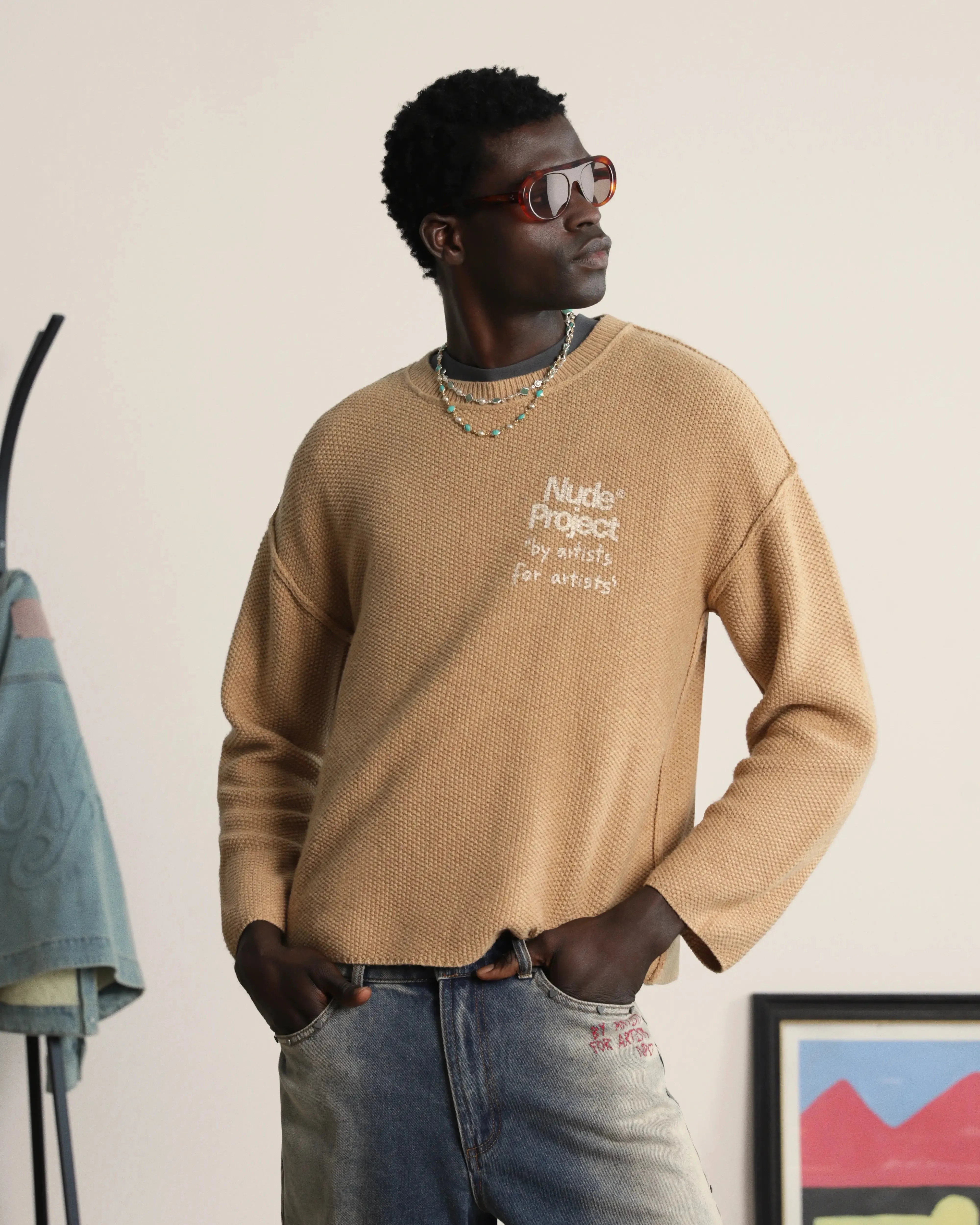 Reversed Seams Knit Brown Reinforced Seams Simple Layer