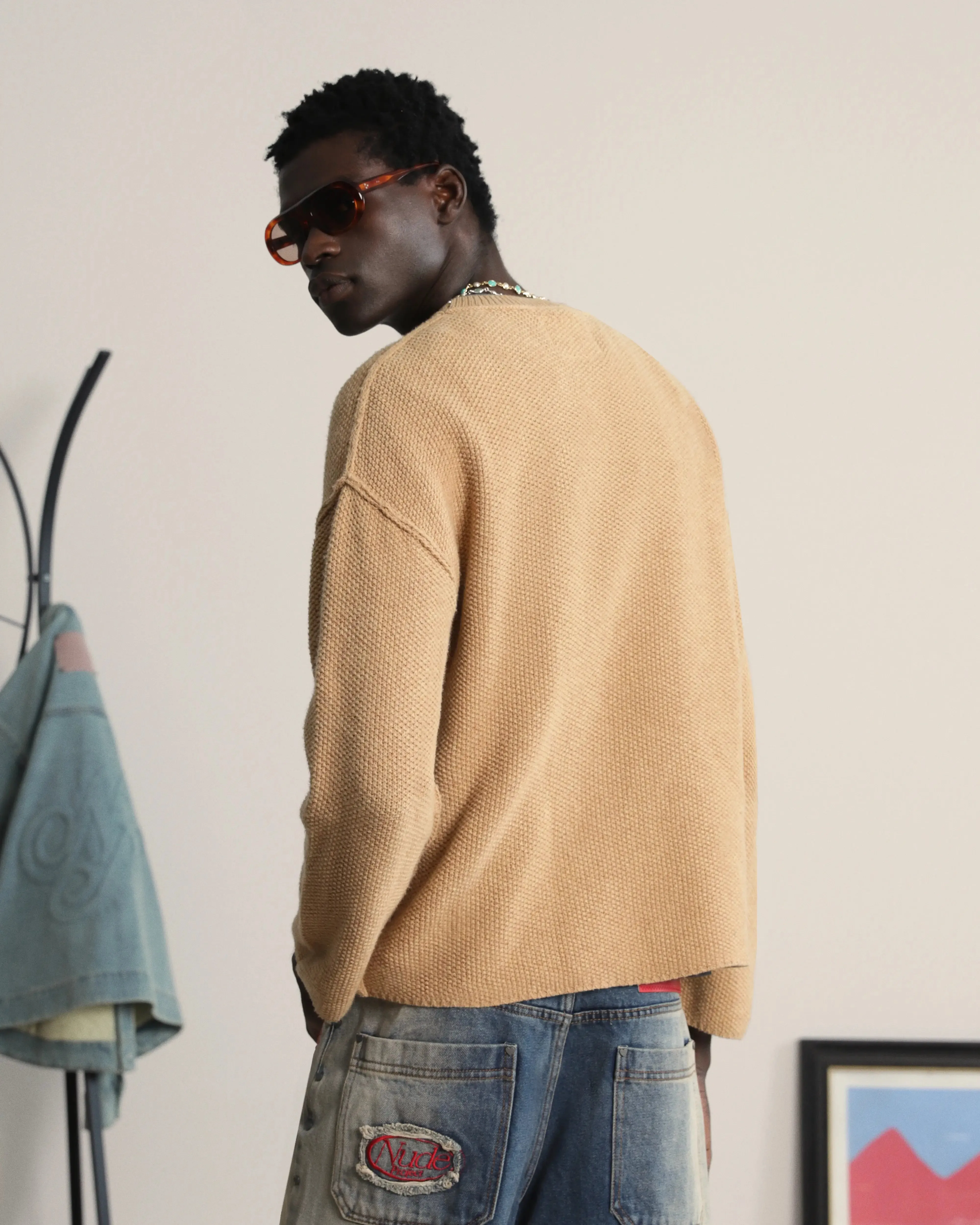 Reversed Seams Knit Brown LowMaintenance Care