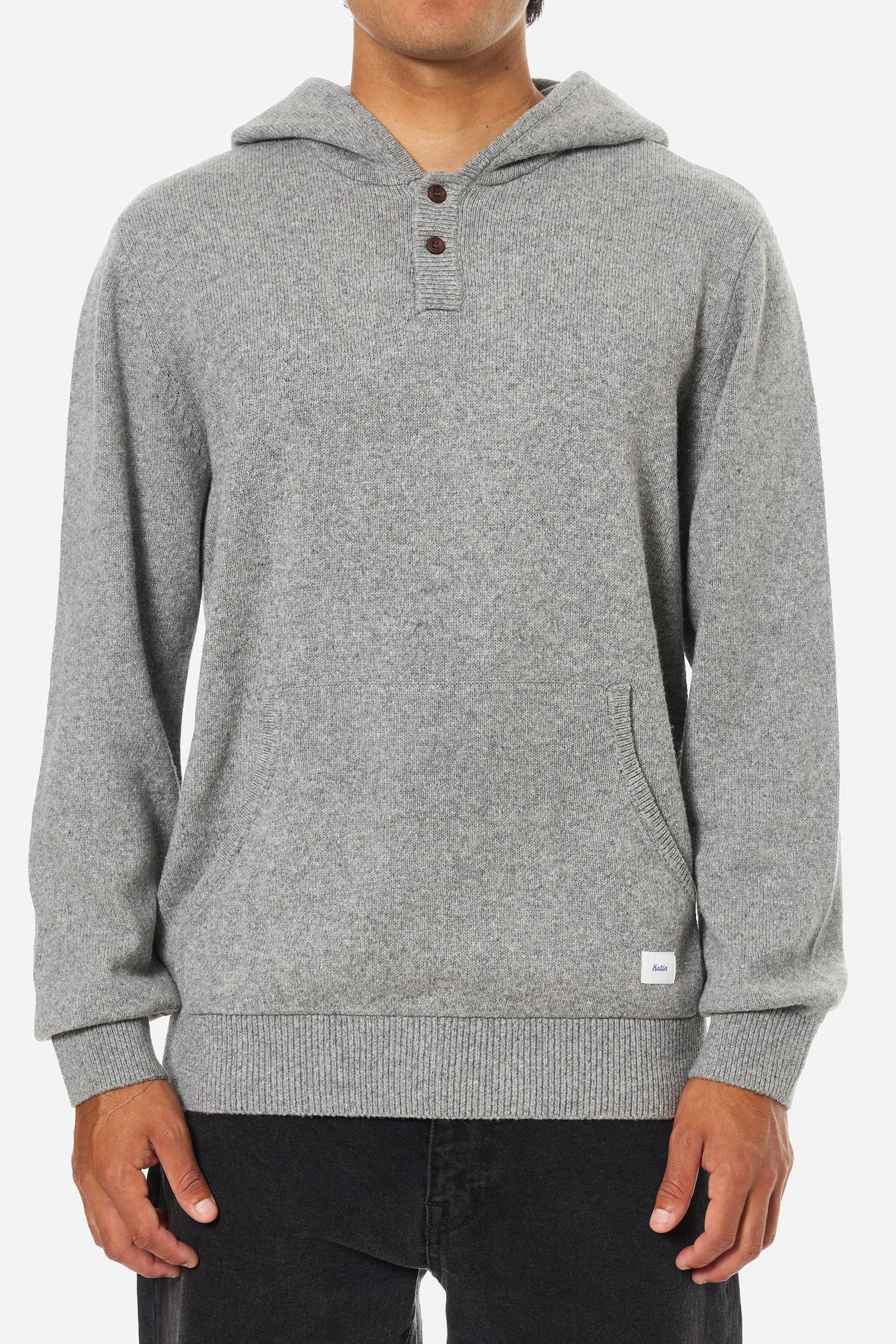 HAYES HOODED HENLEY SWEATER Soft Material