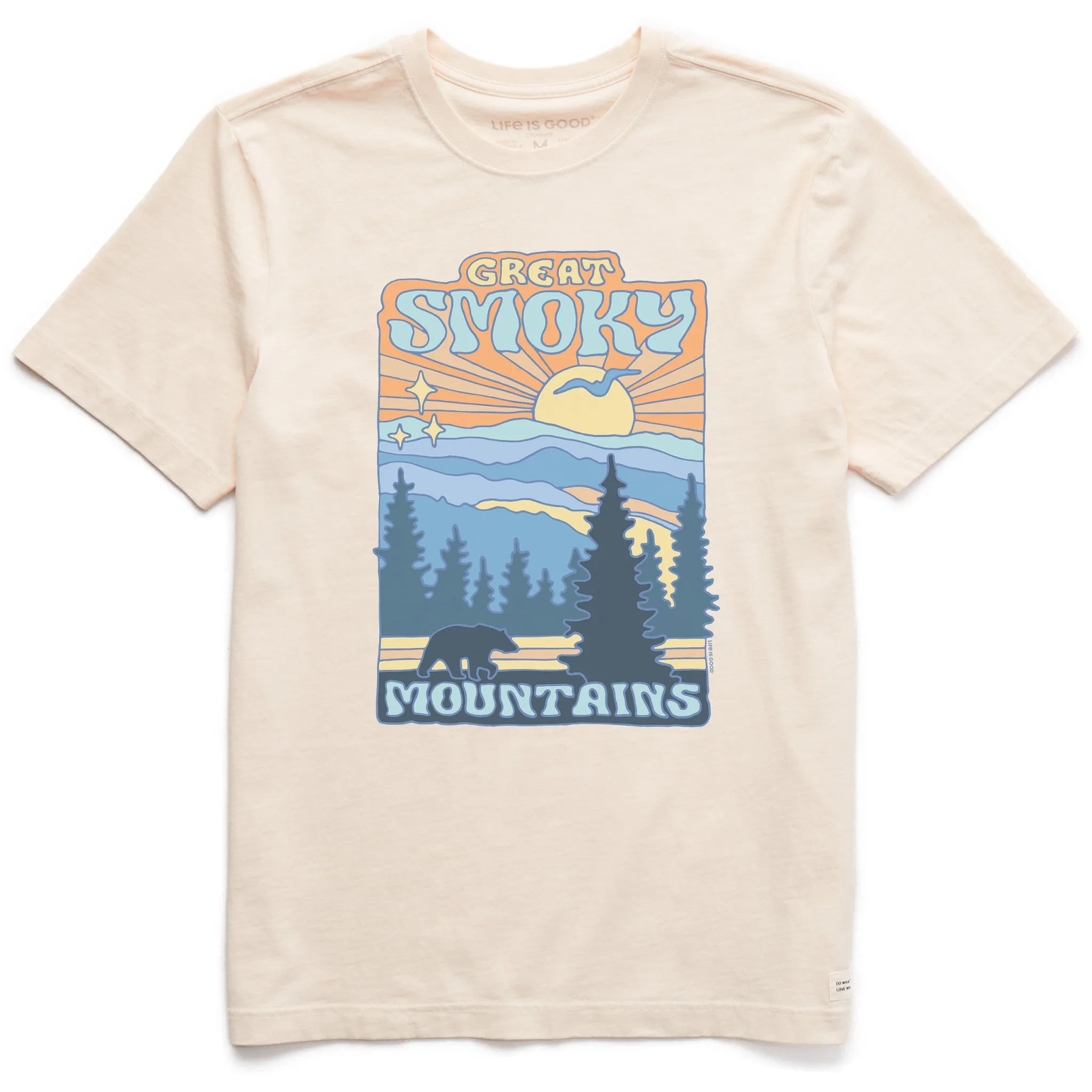 Men's Great Smoky Mountains Poster Short Sleeve Crusher Tee Perfect for Outdoors
