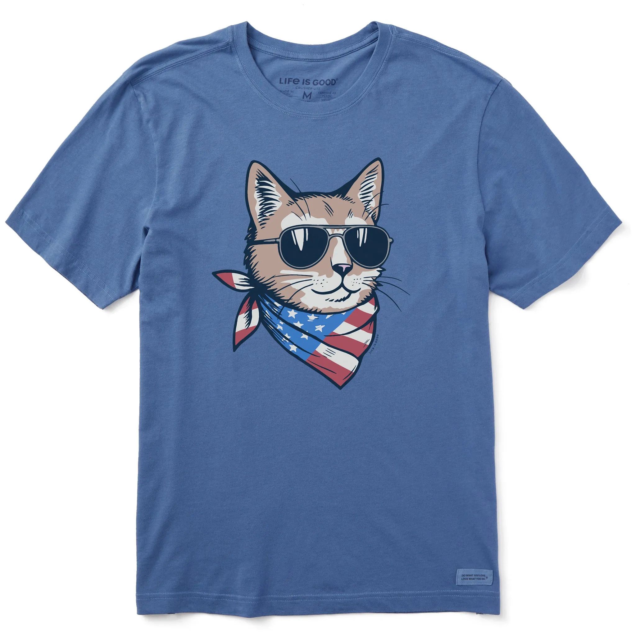 Round neck simplicity Men's USA Cat Short Sleeve Tee