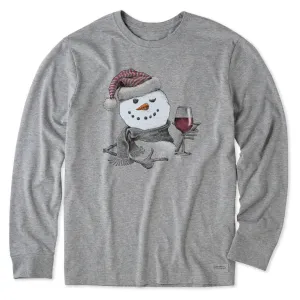 Men's Snowman w Red Wine Long Sleeve Crusher Tee Simple Comfort Look