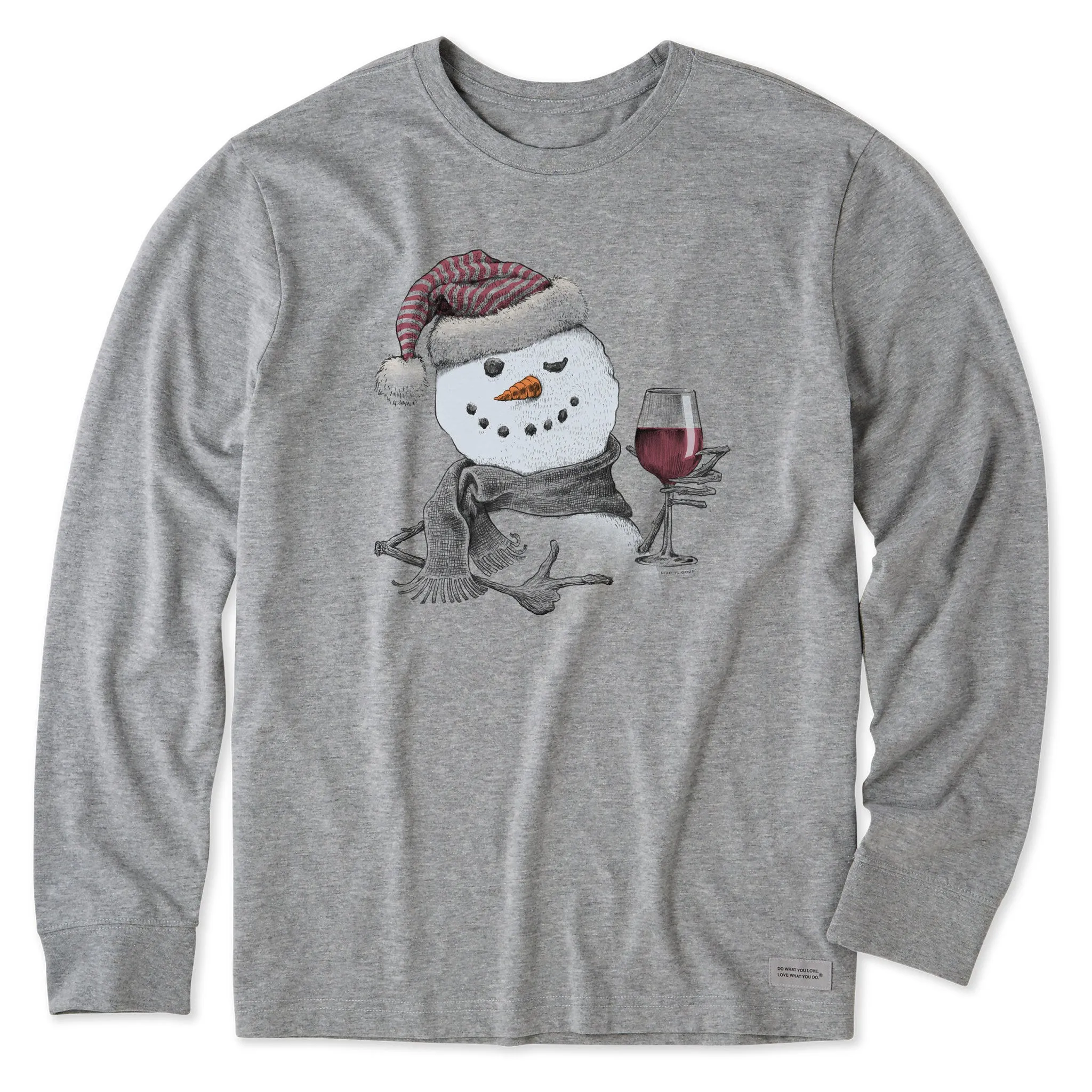 Men's Snowman w Red Wine Long Sleeve Crusher Tee Sporty Look