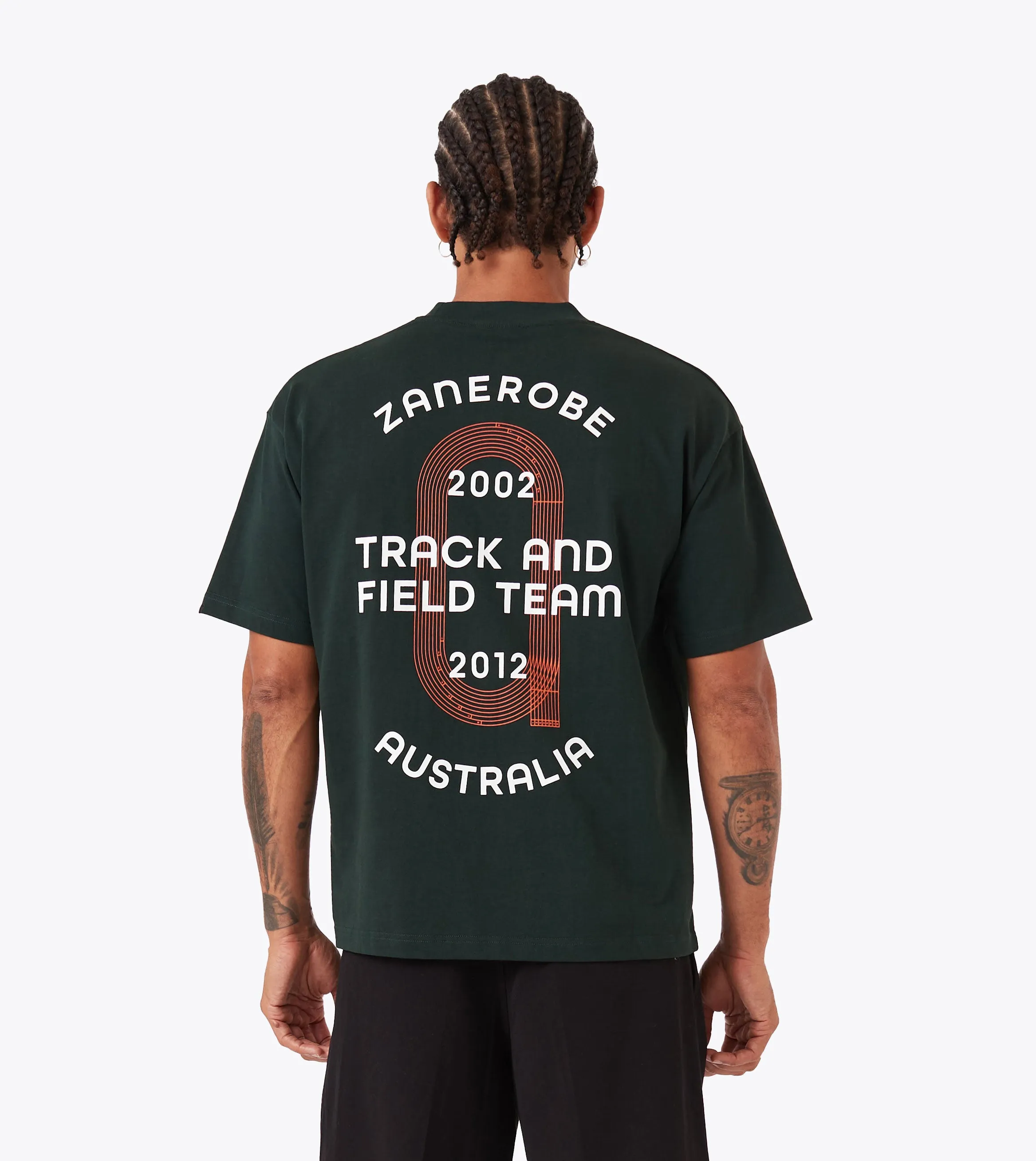 Crew neck classic Track Team Box Crop Tee Forest