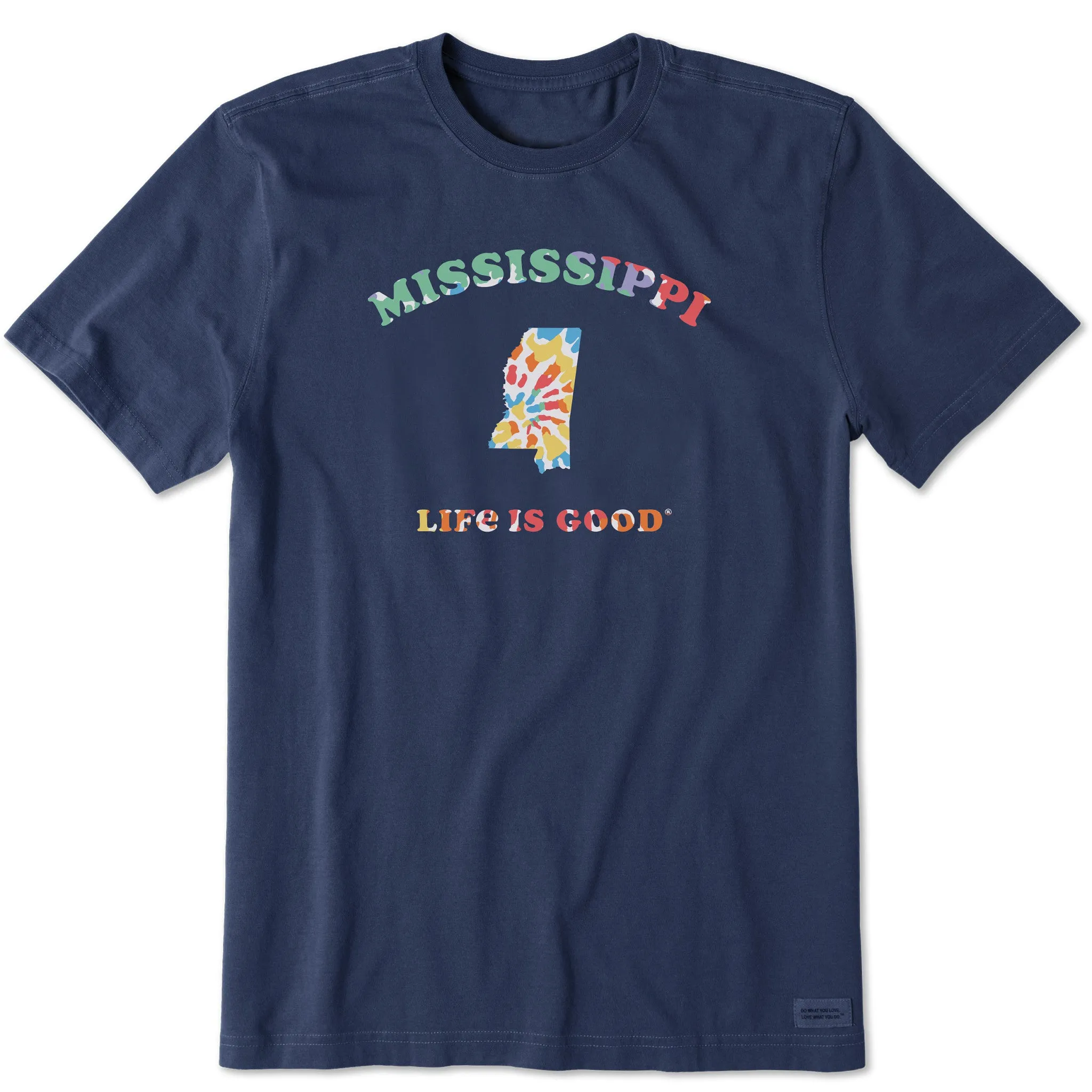 Workout Gear Denim combination Men's Tie Dye Mississippi Short Sleeve Crusher Tee