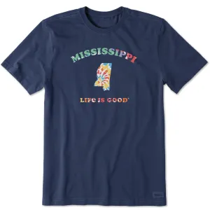 Comfortable Design Chill Style Men's Tie Dye Mississippi Short Sleeve Crusher Tee