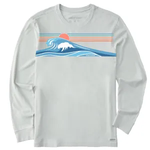 All-Day Comfort Wear Modern Layering Men's Wavy Stripes Long Sleeve Crusher-LITE Tee