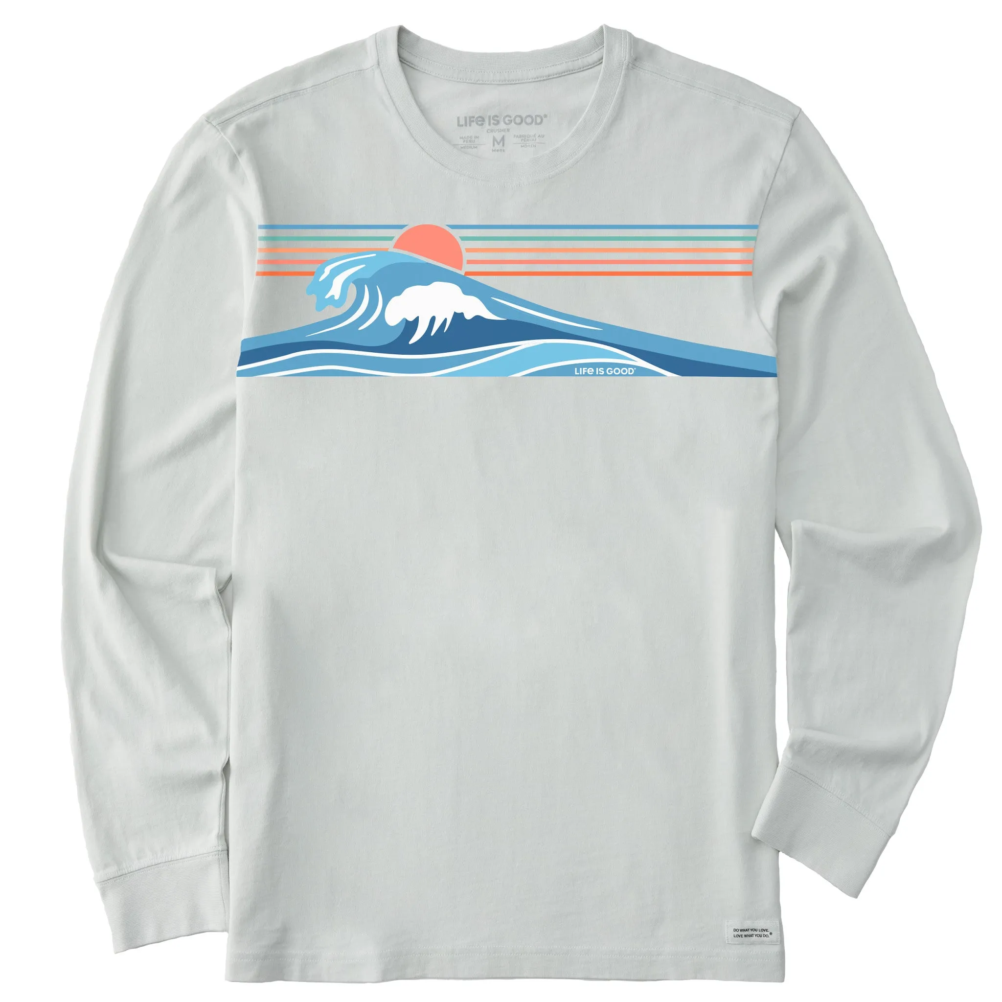 Wrinkle Resistant Perfect Fit Wear Men's Wavy Stripes Long Sleeve Crusher-LITE Tee