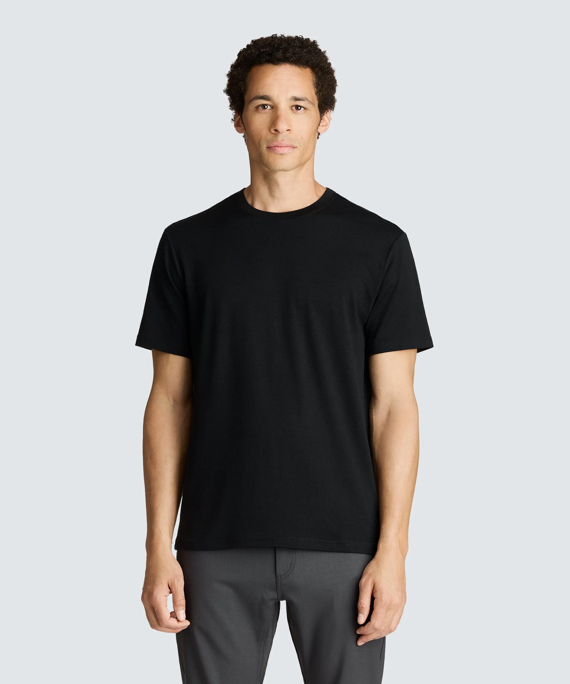 Reinforced Shoulder Seams Set In Sleeve Men's Relaxed Merino Crew Neck T-Shirt