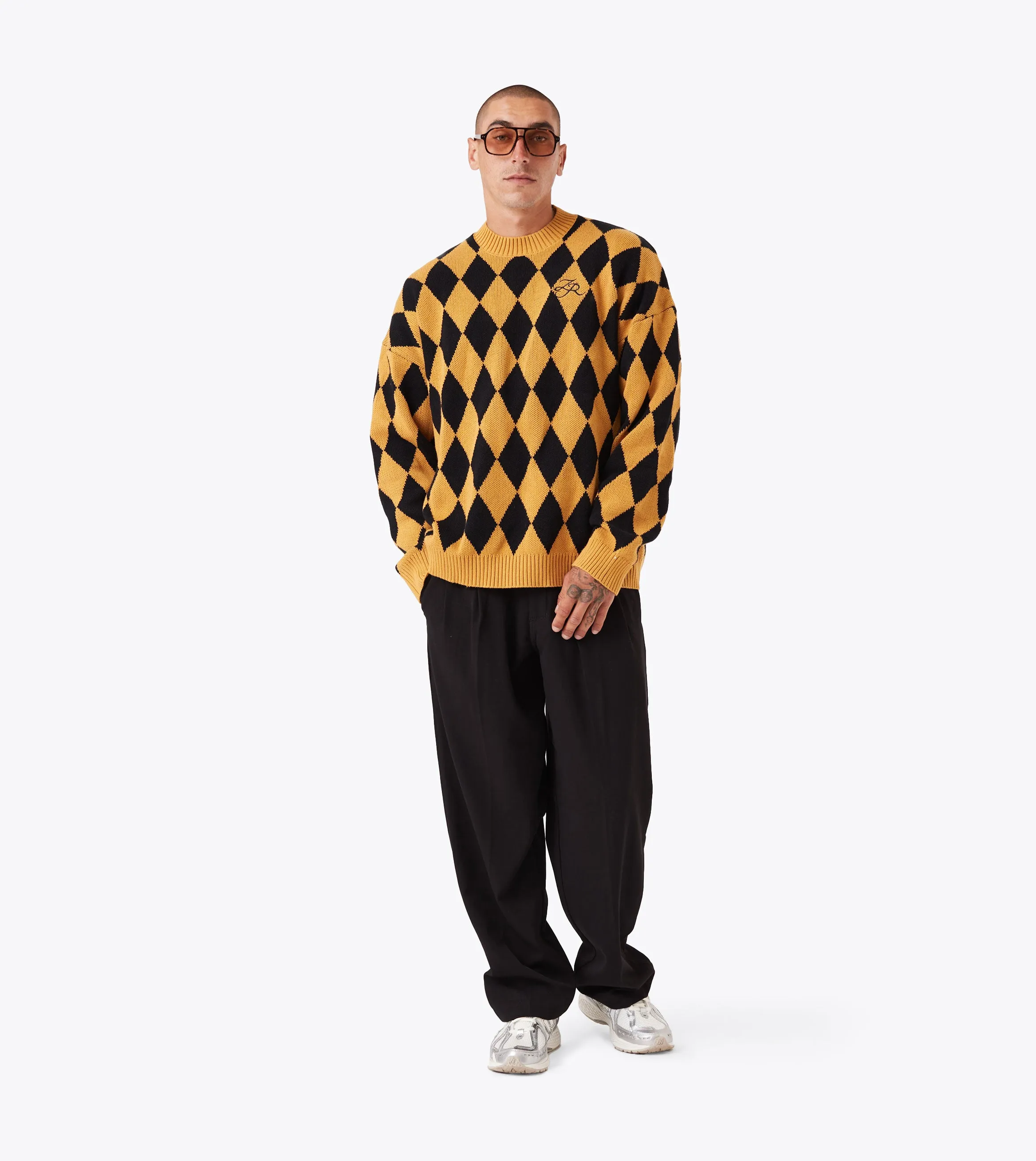 Street Staple Minimalist Wear Diamond OS Knit Amber/Black