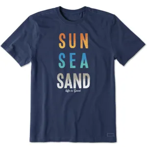 Men's Sun Sea Sand Short Sleeve Crusher Tee Travel Friendly Eco Friendly Dyes