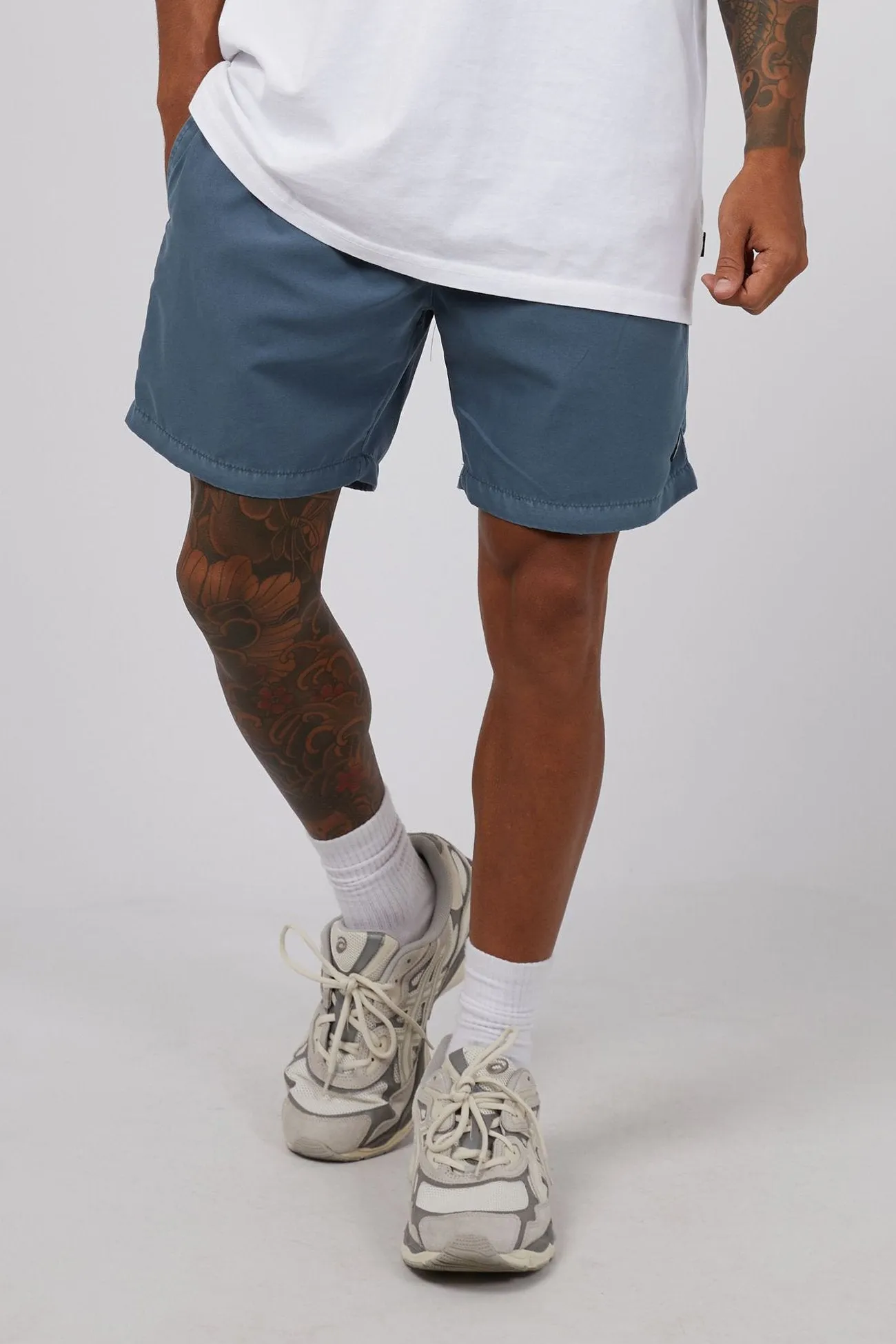 Illusion Short Mid Blue Fashionable Look Semi-formal