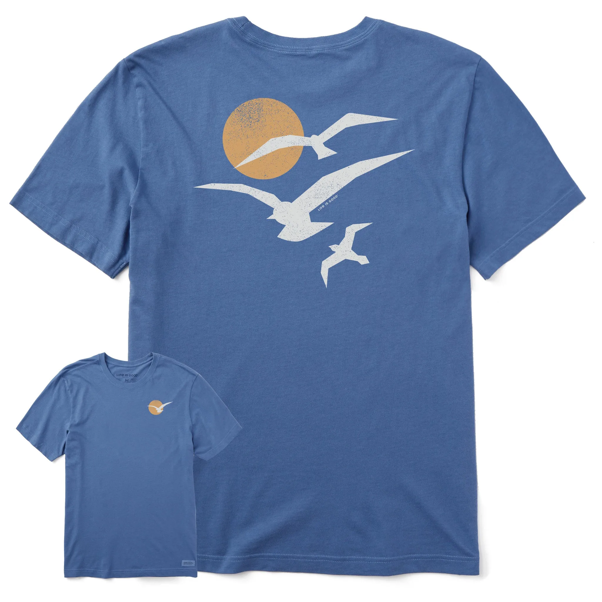 Cool and Relaxed Men's Seagull Sunset Short Sleeve Crusher Tee