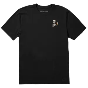 Men's Skeleton Beer Short Sleeve Crusher Tee Oversized Fit NonRestrictive Cut
