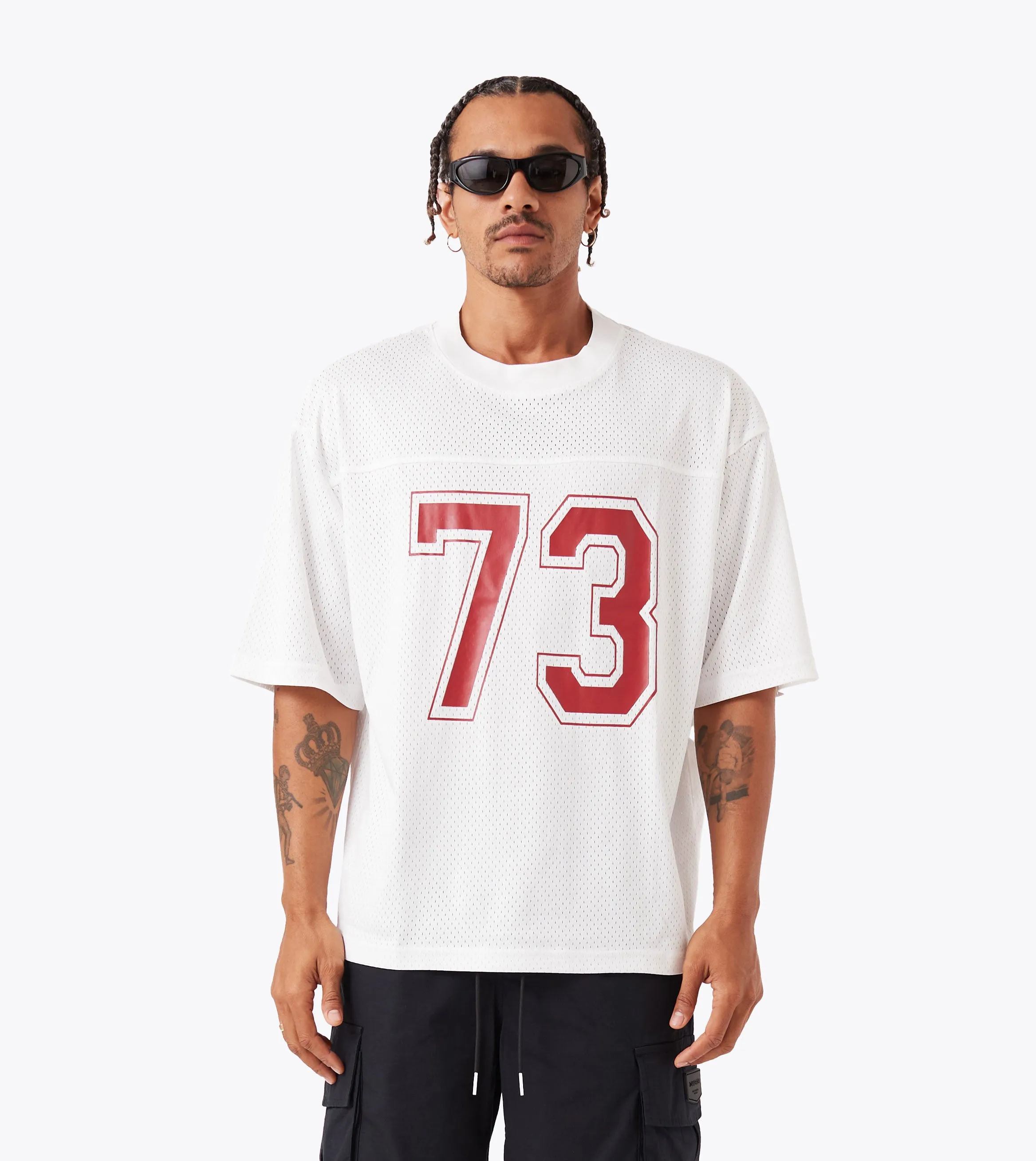 Simple and Cozy Mesh Flow Tee White