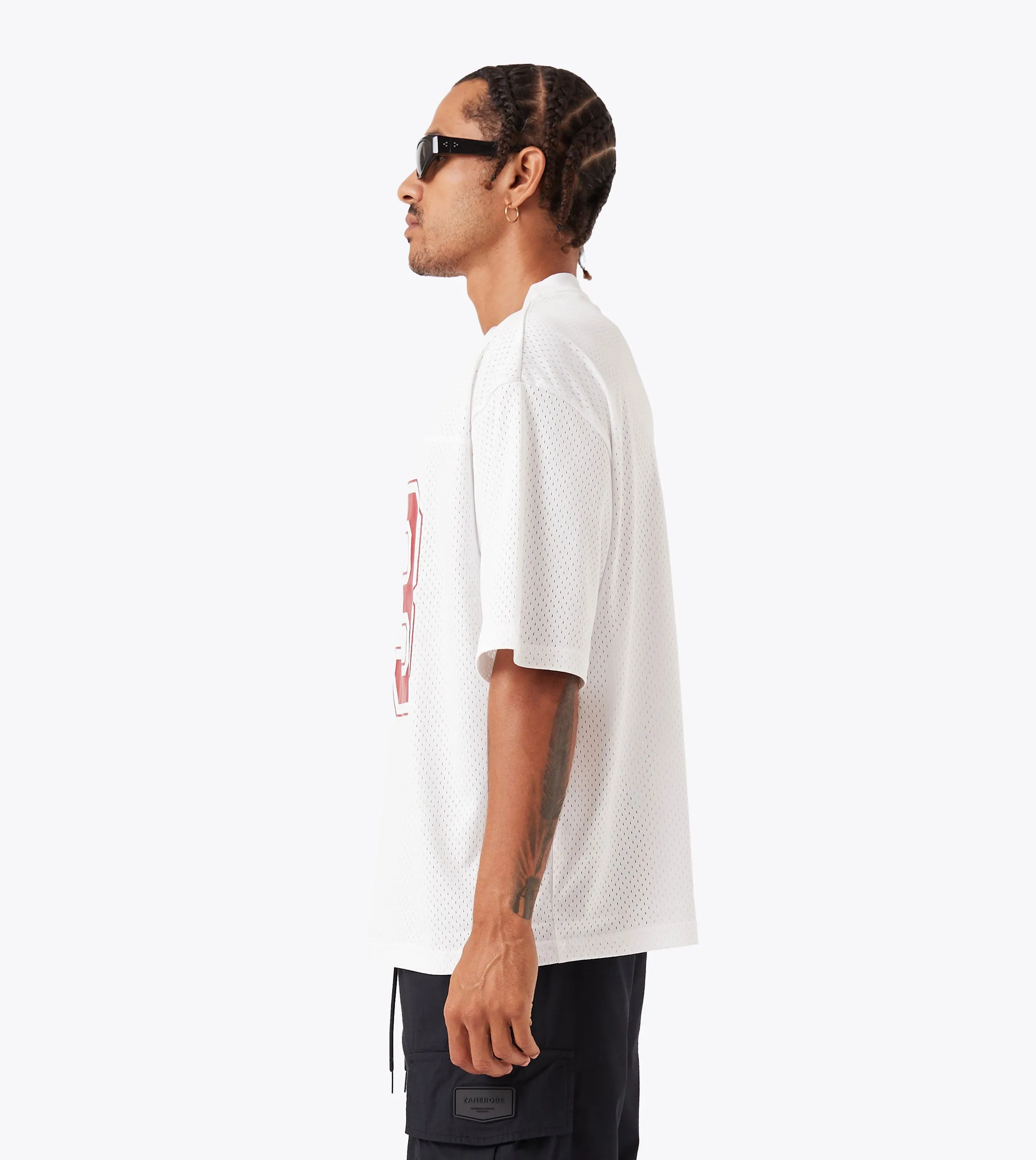 Relaxed Vibe Urban Fashion Look Mesh Flow Tee White