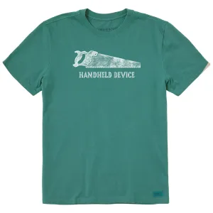 Curved Hemline Men's Handheld Device Saw Short Sleeve Crusher Tee