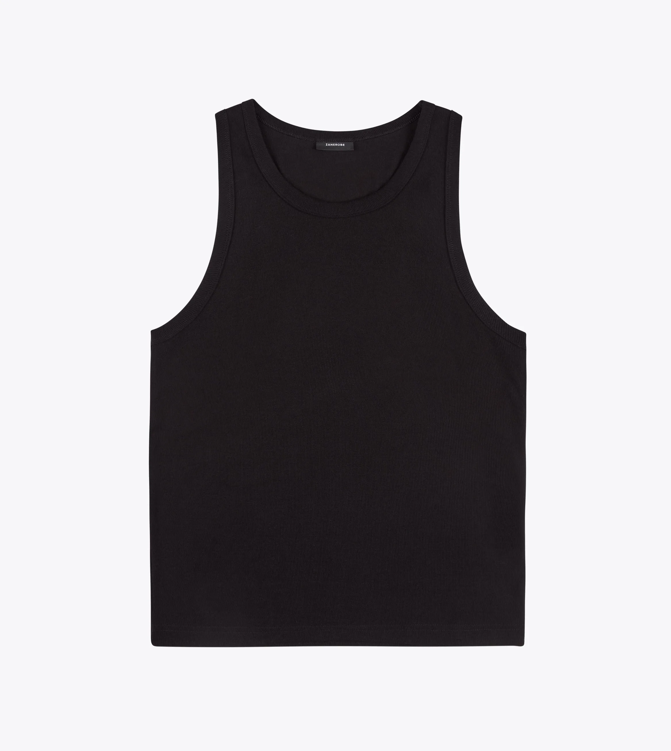 Rib Tank Black Soft Wear Eco Friendly Dyes