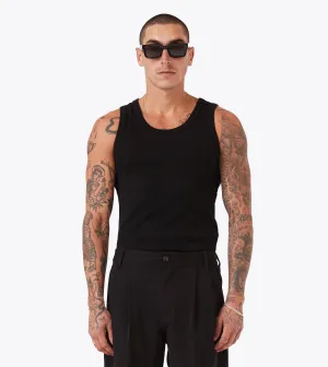 Rib Tank Black Chic And Comfortable OdorResistant